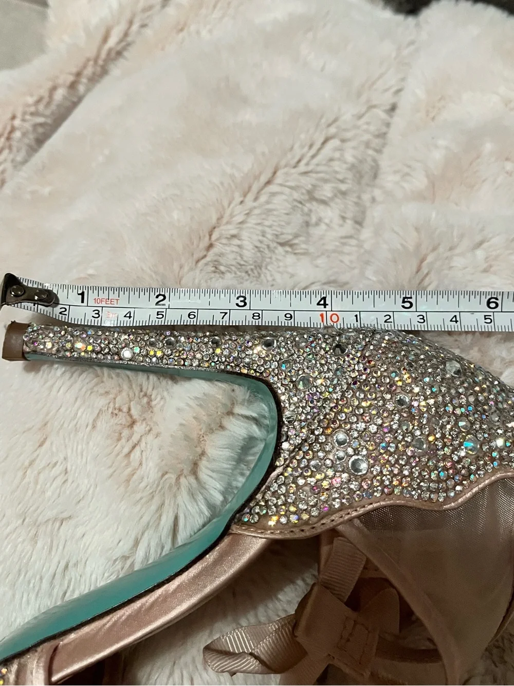 Embellished Pink Rhinestone High Heels with Ankle Ribbon